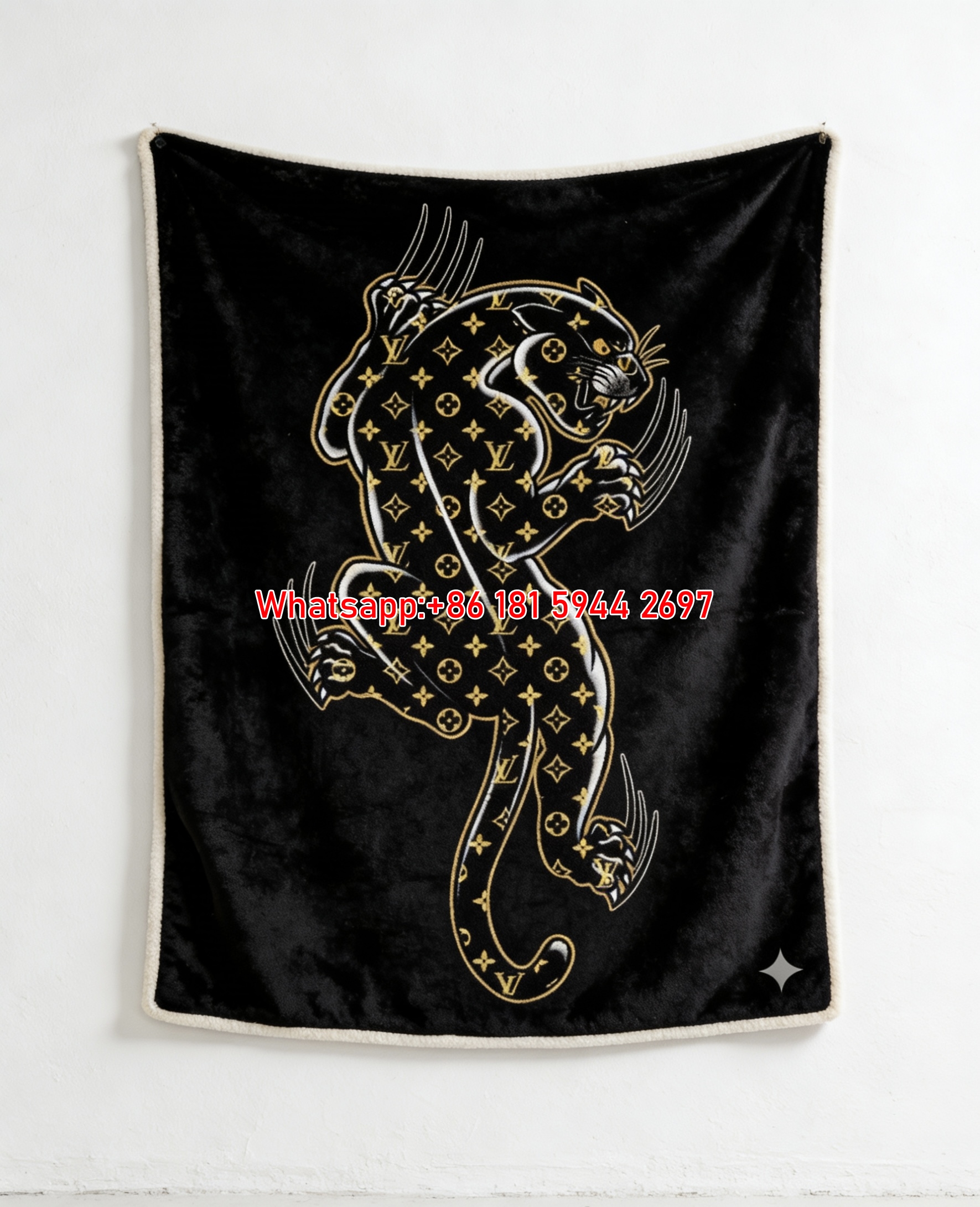 LV Monogram Panther Blanket Gold LV Black Panther Blanket 122